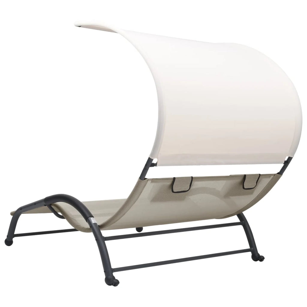 Double Sun Lounger with Canopy Textilene W7847
