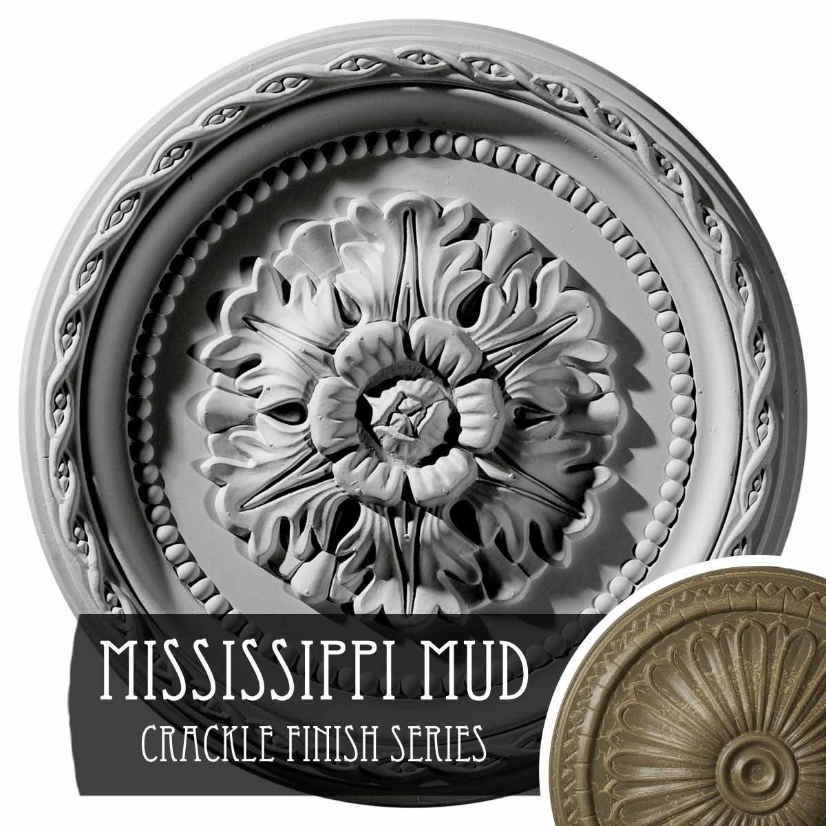 Hand-Painted Mississippi Mud Crackle Ceiling Medallion W186719