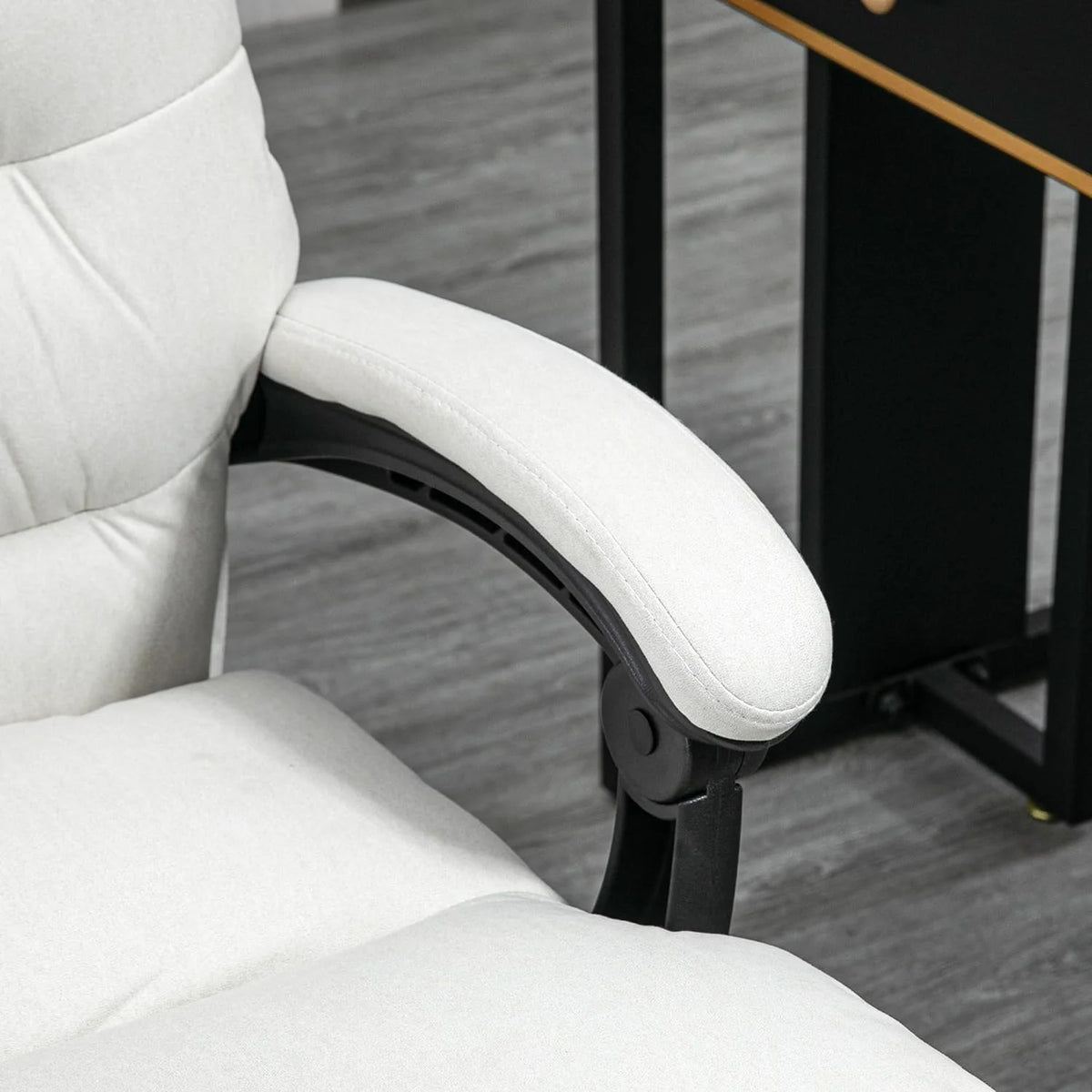 Cream White Microfibre Heated Reclining Massage Office Chair with Footrest P4835