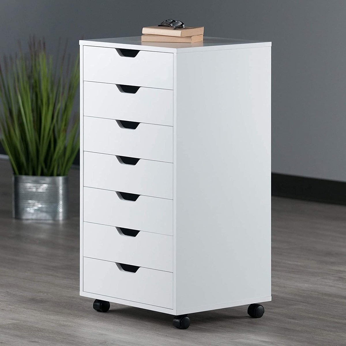 White 7-Drawer Wood Filing Cabinet Q4043