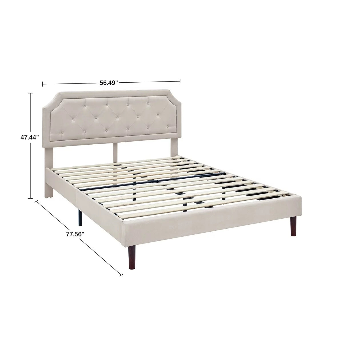 Tufted Upholstered Platform Bed Frame with Adjustable Height Headboard Full B93911