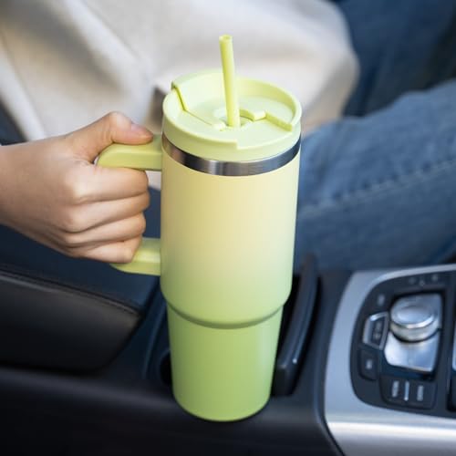 30 oz Stainless Steel Insulated Tumbler with Handle and Straw E6985