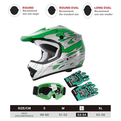 Blue Skull Design Youth Kids Motorcycle Helmet with Goggles Gloves E294