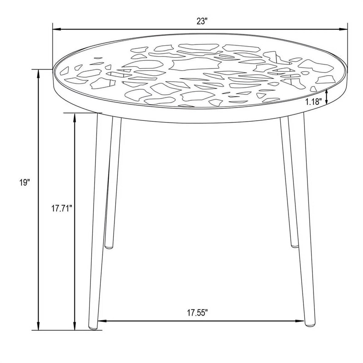Red Glass Top Aluminum Base End Table Set of 2 B754