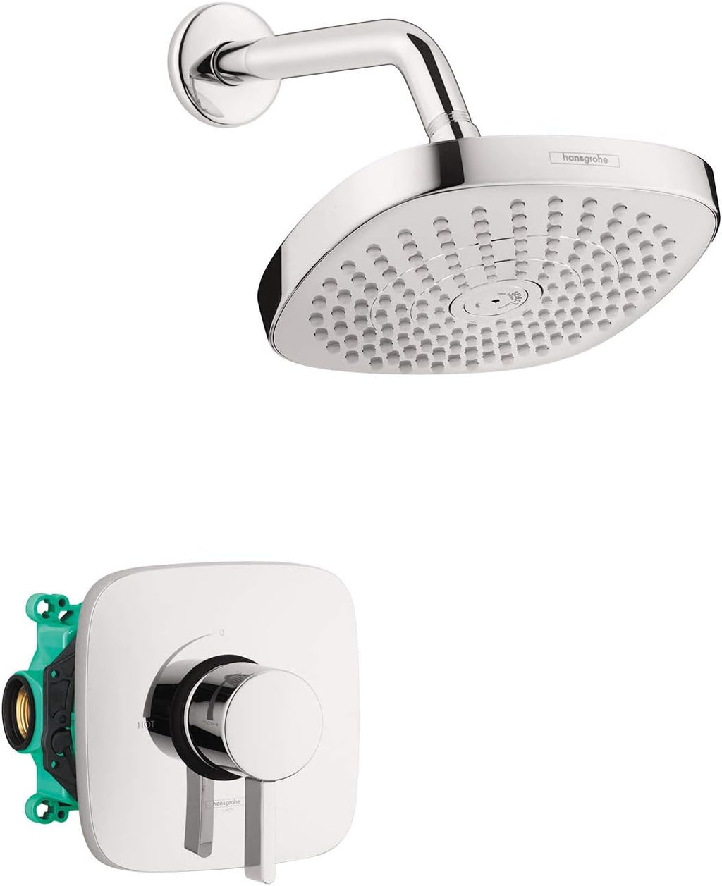Brushed Nickel 2-Spray Shower System with Rough and Shower Valve Included D295