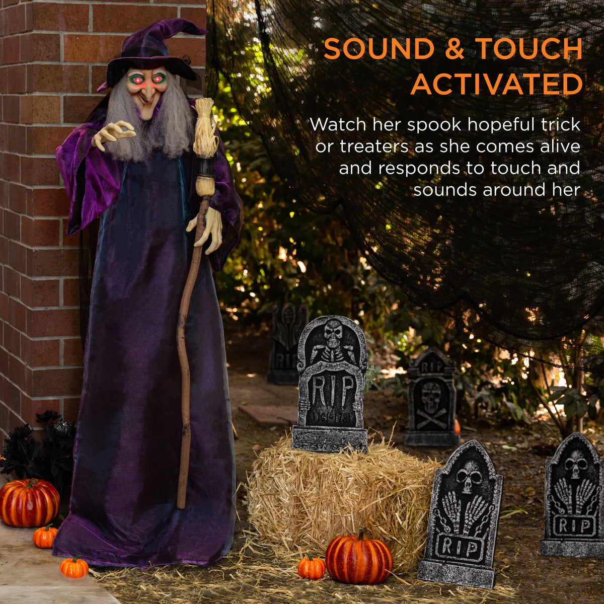 5ft Poseable Halloween Animatronic with LED Eyes W552