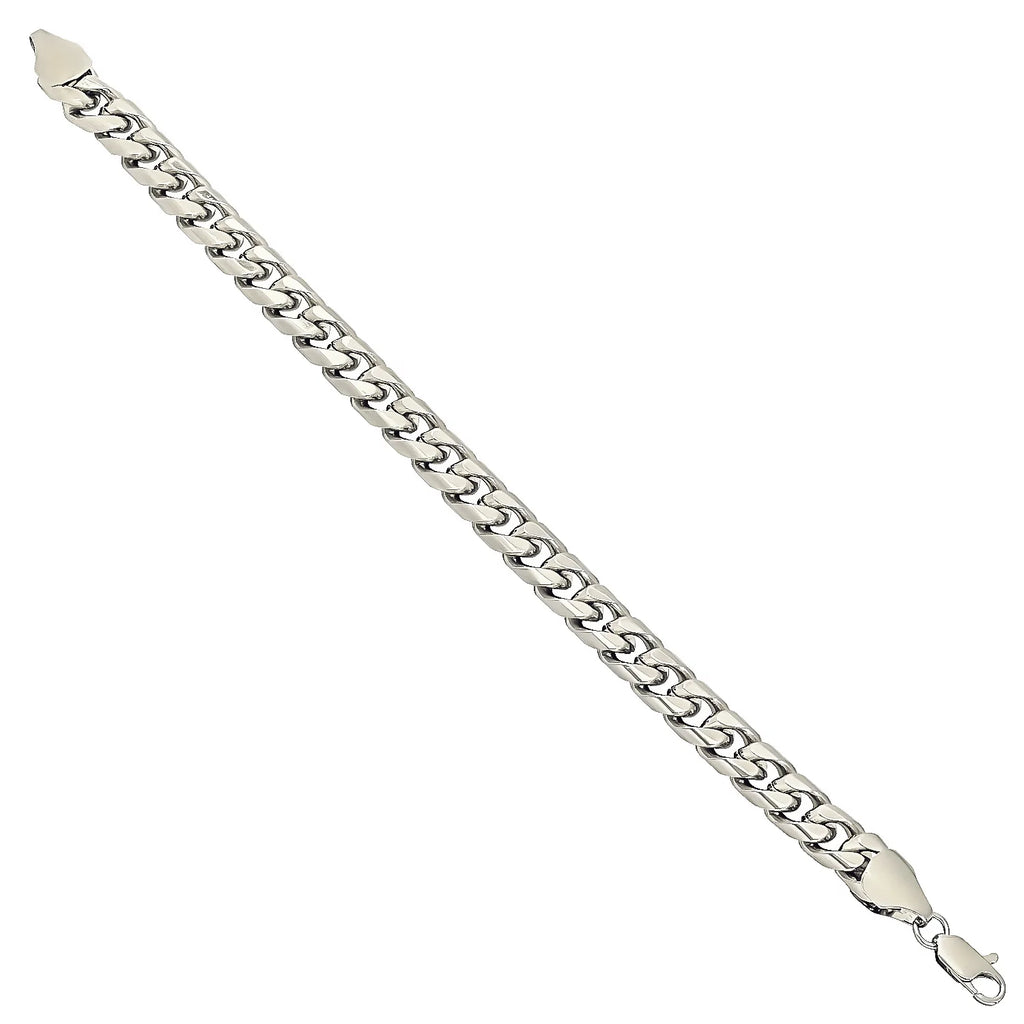 Rhodium Plated Flat Curb Chain Bracelet, 8 inches N893779