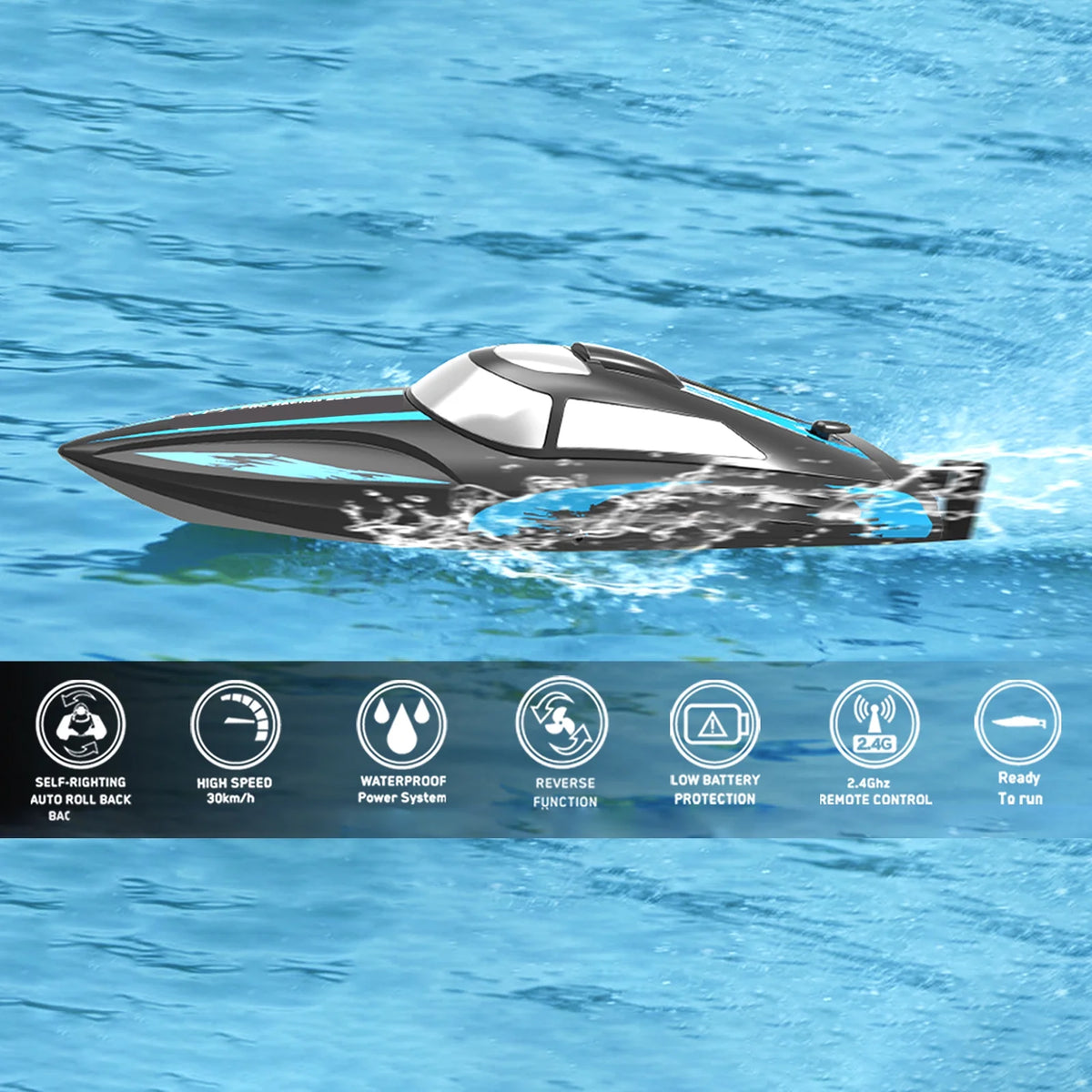 Remote Control Boat Toy with 2 Batteries F28938