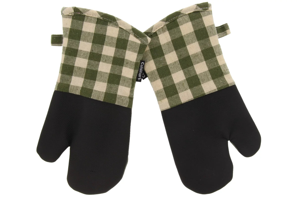 Olive and Ivory Plaid Oven Mitts 2 Pack P28708