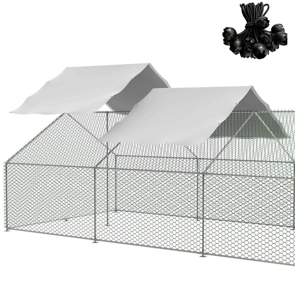 Outdoor Metal Chicken Coop Cover with Ball Bungees V836
