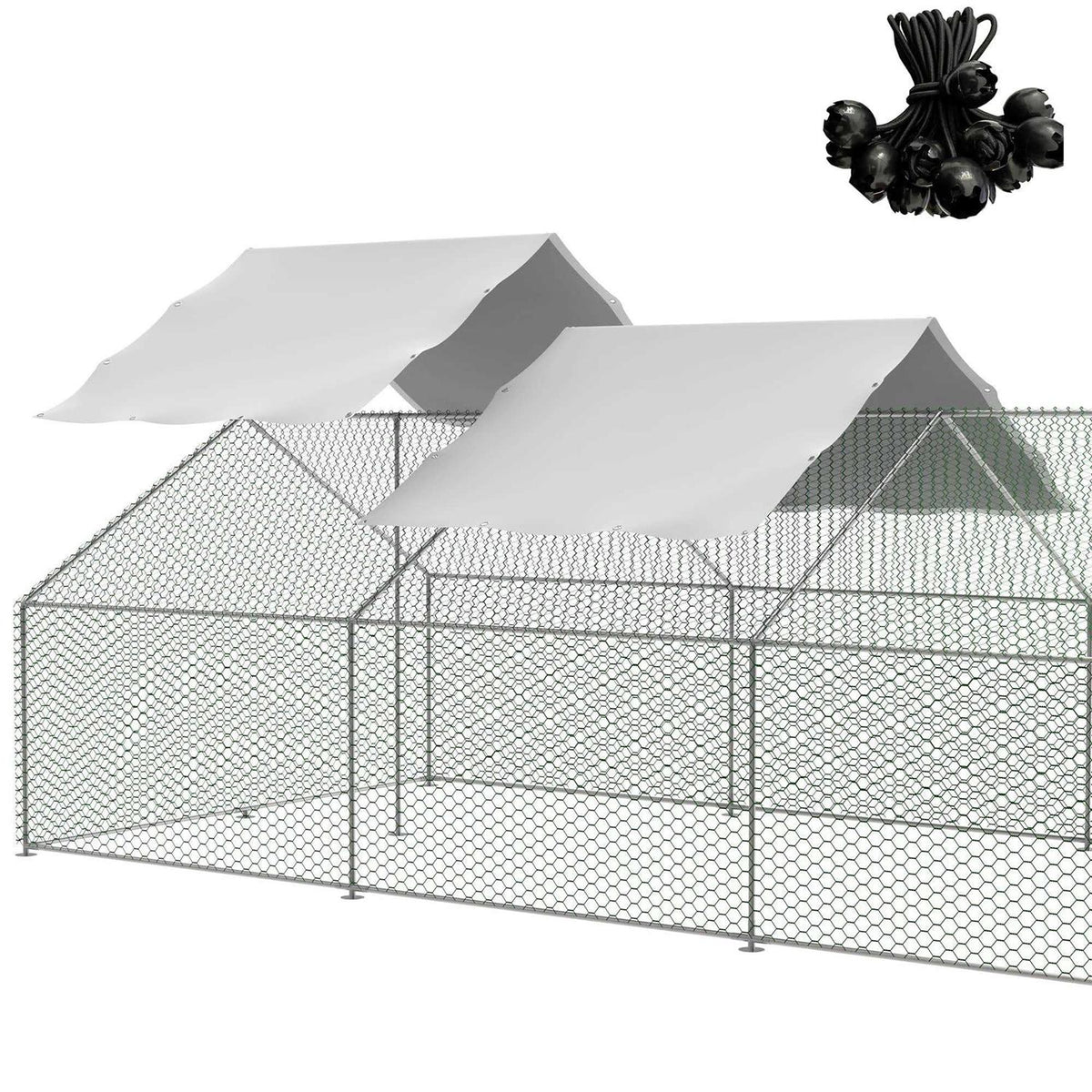Outdoor Metal Chicken Coop Cover with Ball Bungees V836