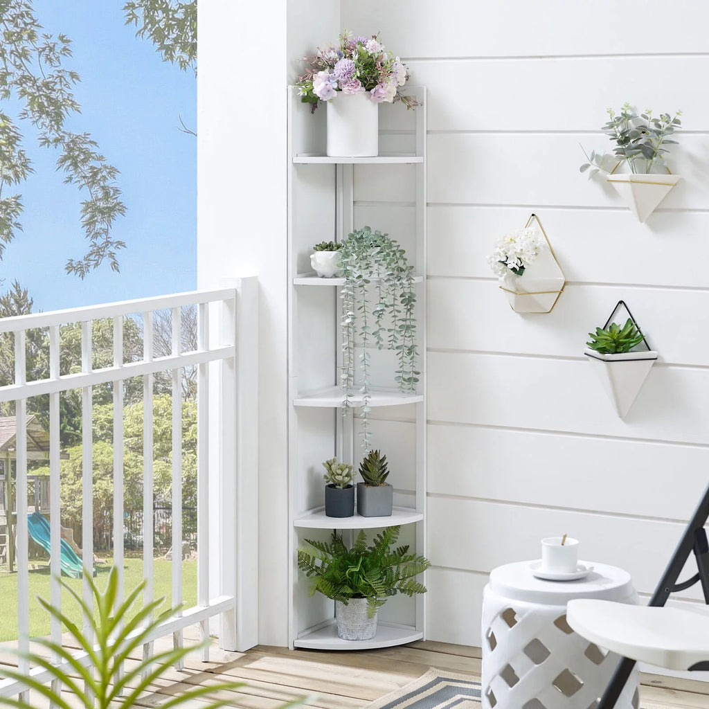 5 Tier White Corner Bookcase Shelf Q464697