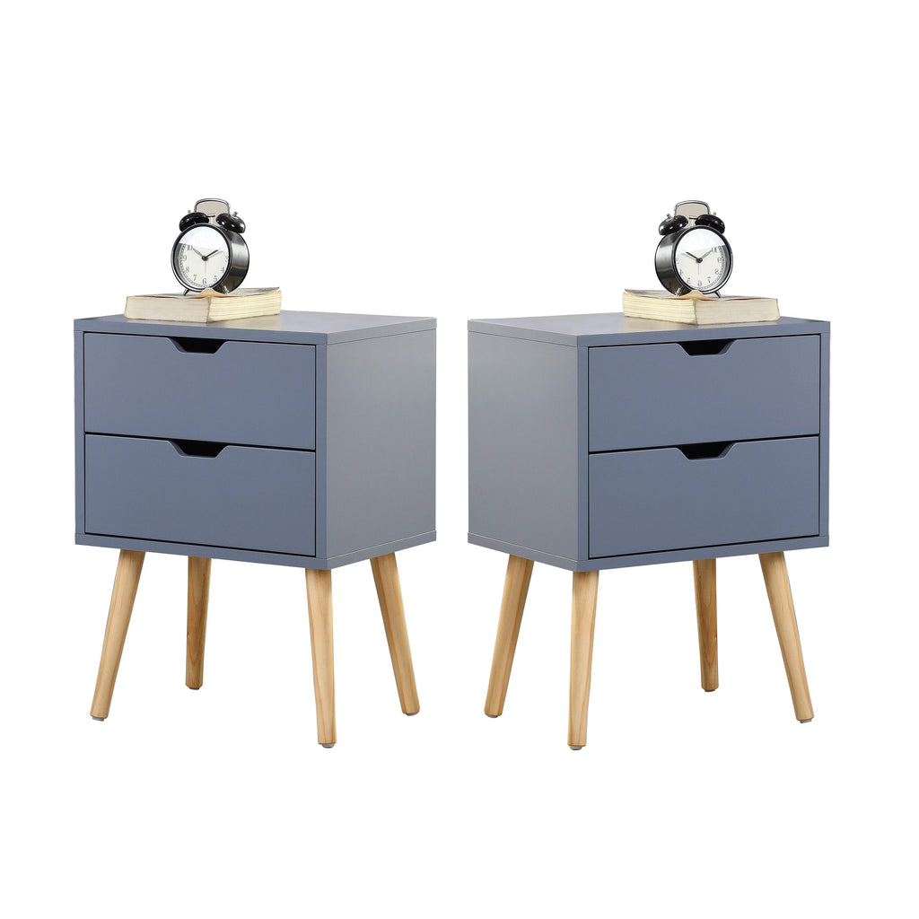 22'' High Double Drawers Nightstand Set of 2 Antique White M810