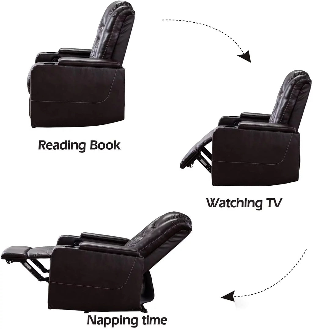 Brown Leather Power Recliner Chair E2910