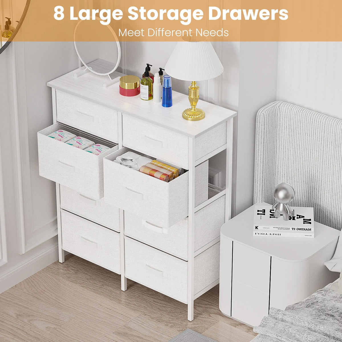 Grey 8 Drawer Dresser T4994