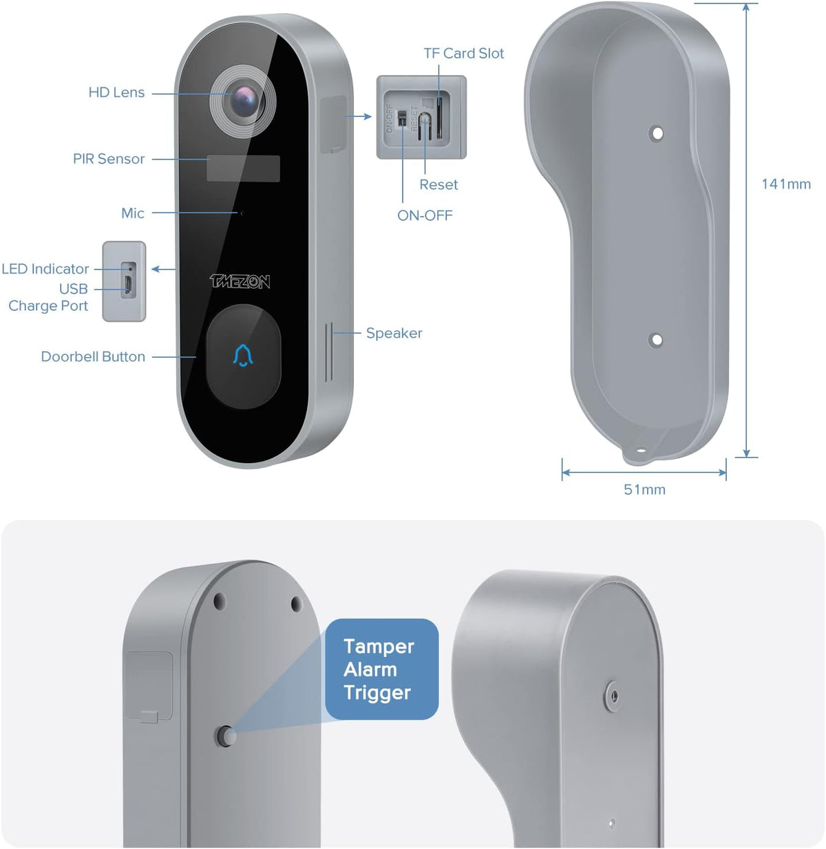 1080P HD WiFi Wireless Video Doorbell Camera with Chime U300