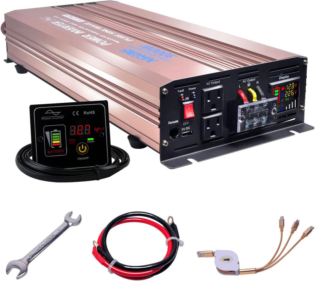 4000 Watts Pure Sine Wave Power Inverter DC to AC Converter with Remote Control and LED Display S152