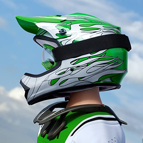 Blue Skull Design Youth Kids Motorcycle Helmet with Goggles Gloves E294