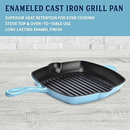 Enameled Cast Iron Square Griddle Grill Pan, 11-Inch, Cream O3050
