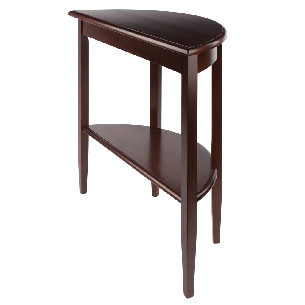 Walnut Half Moon Console Table with Drawer and Shelf E751