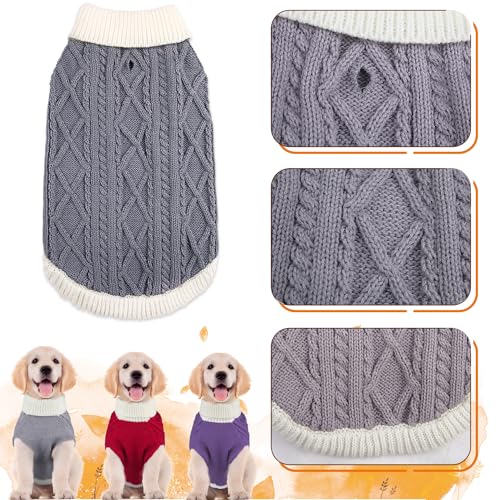 Small Dog Sweaters with Leash Hole Turtleneck Knitwear Red Medium Q8075
