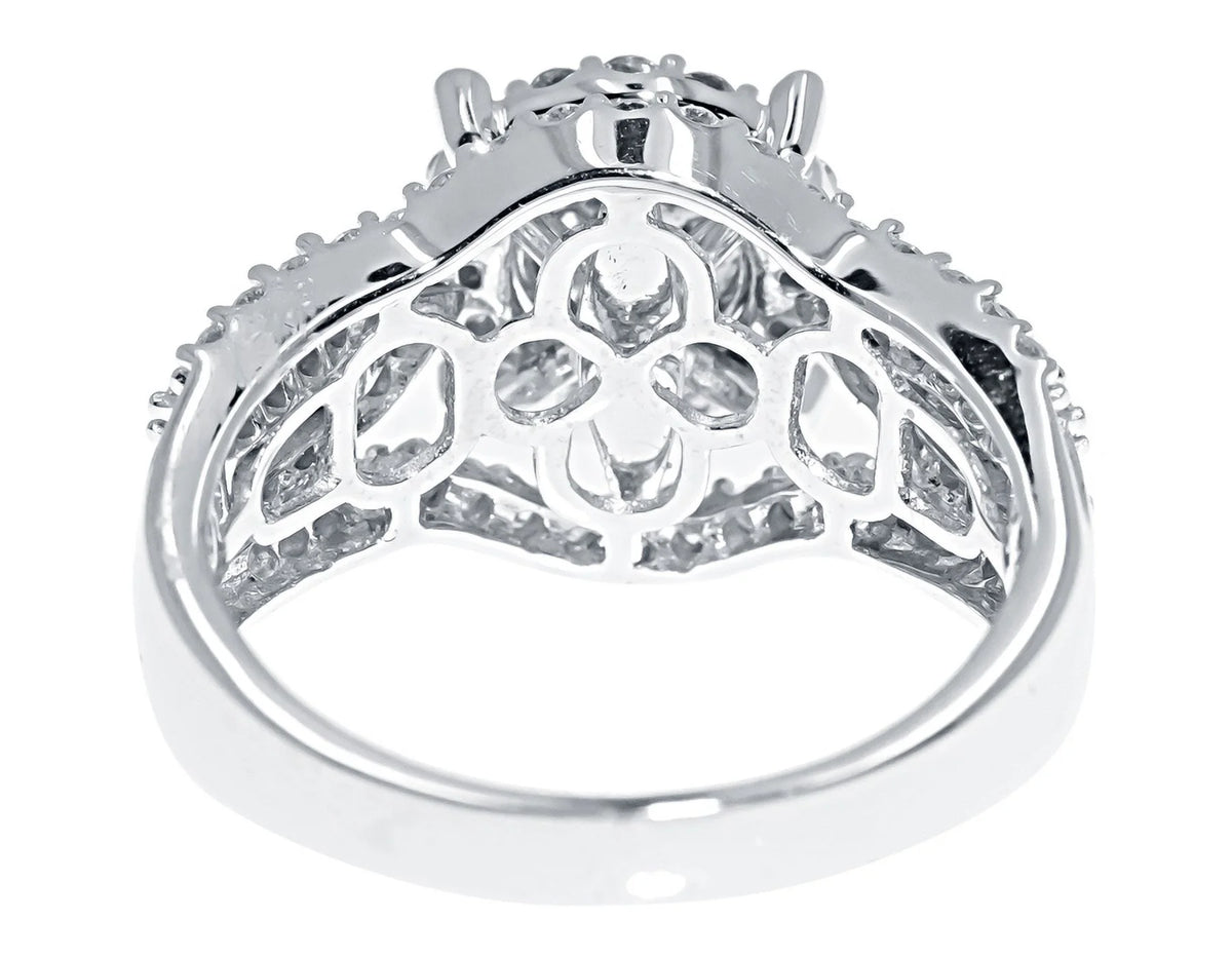 10k White Gold Round Diamond Cluster Engagement Ring V649933