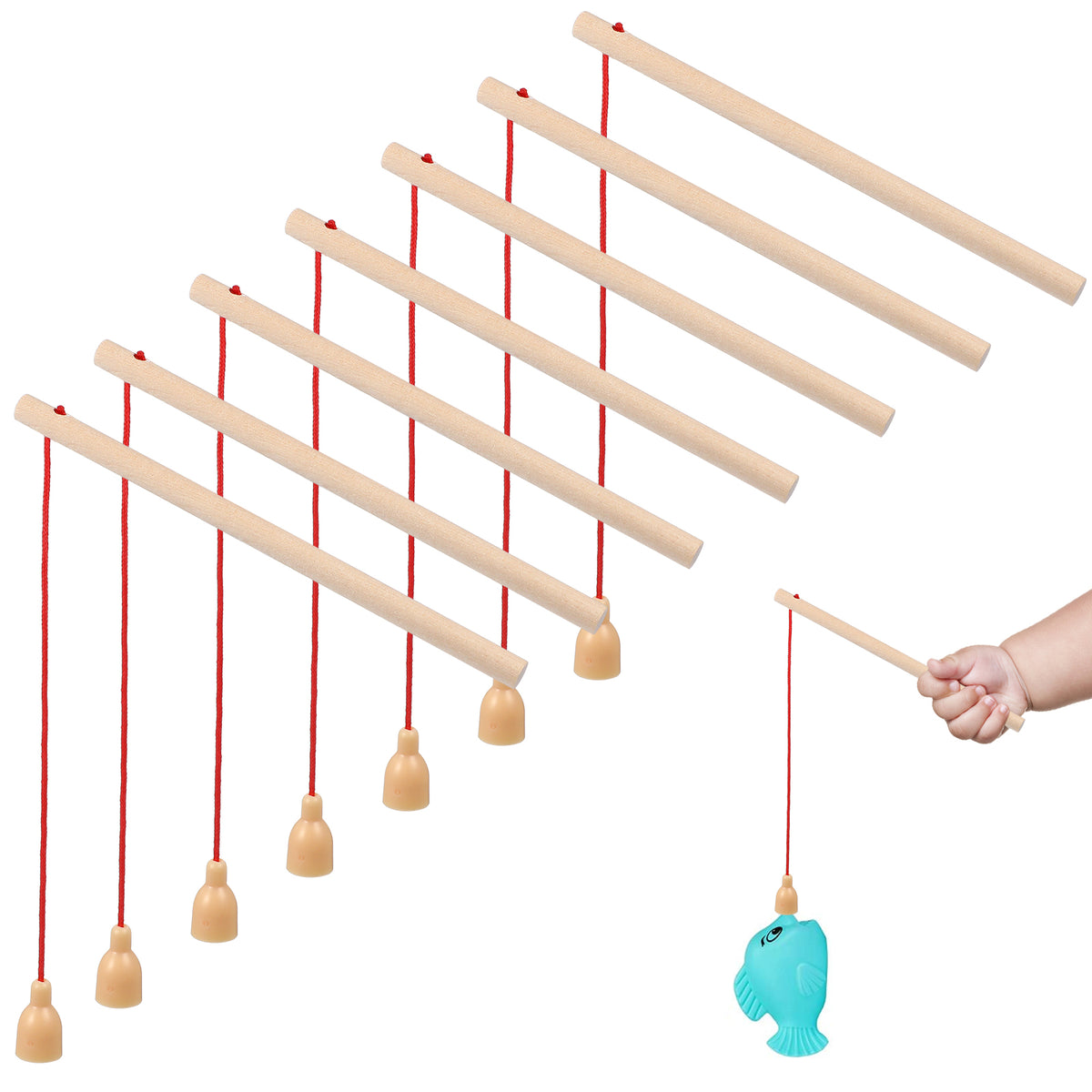 12 Pcs Wooden Fishing Poles Q439329