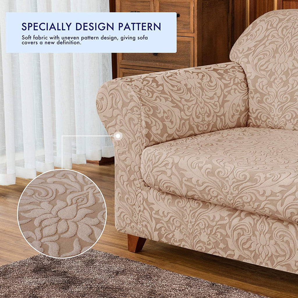 2-Piece Jacquard Damask Sofa Slipcover T4181
