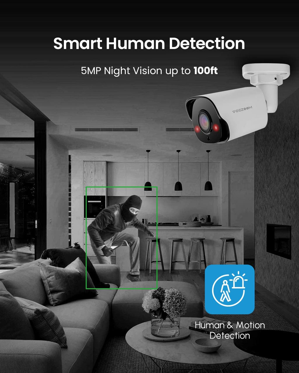 5MP PoE Security Camera (Pack of 2) with 59ft Ethernet Cables N341201