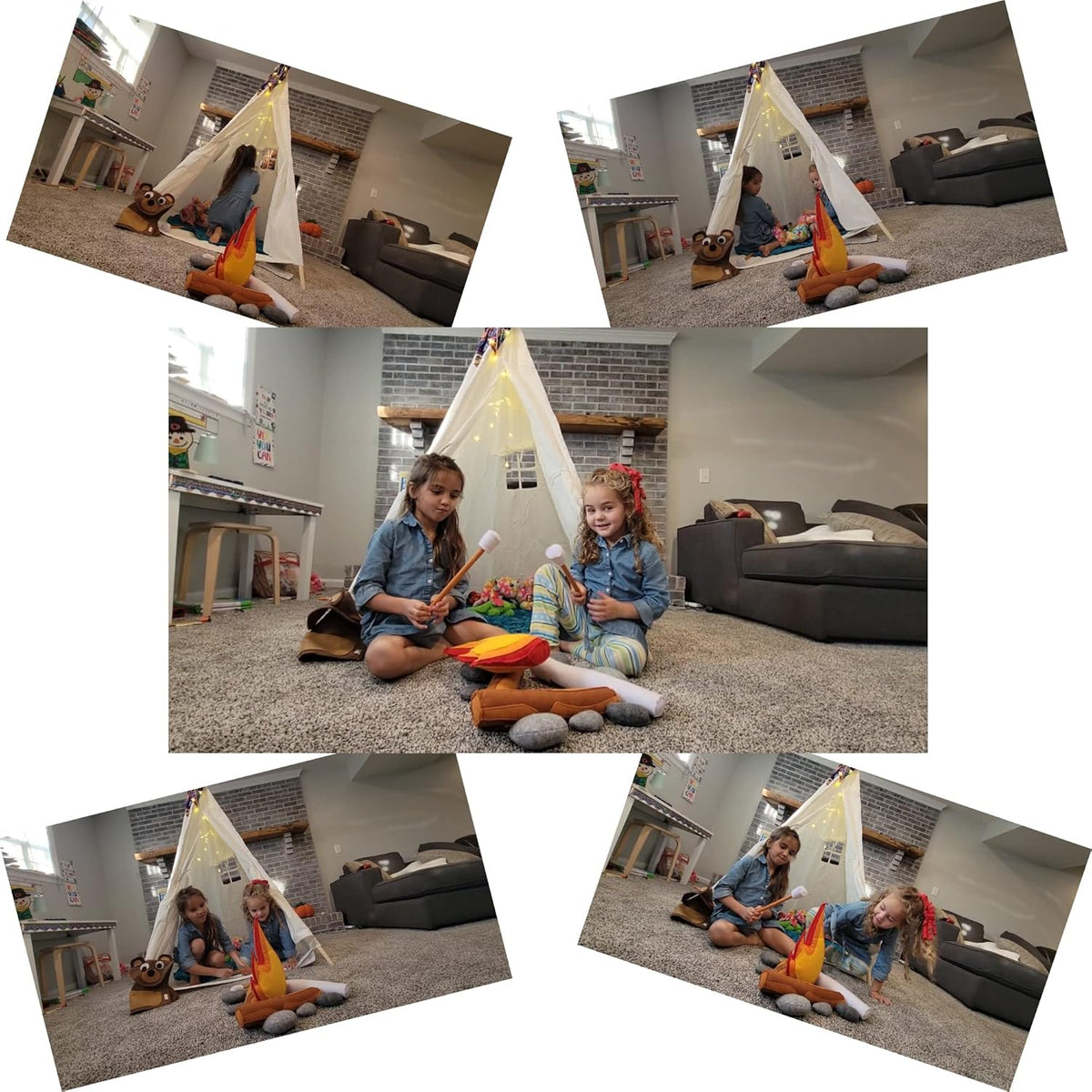 6 Feet Kids Teepee Play Tent with Carrying Bag Y22574