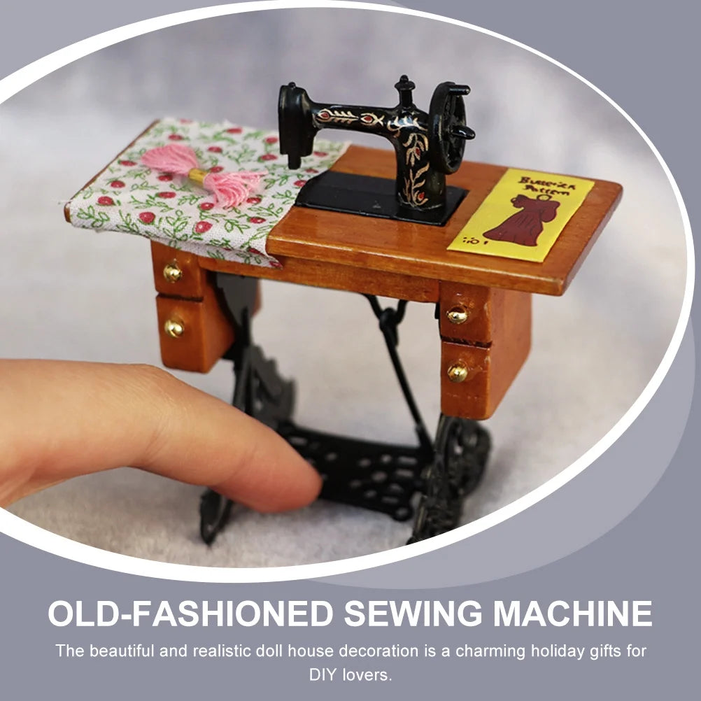 Metal Mini Dollhouse Sewing Machine Decor M958
