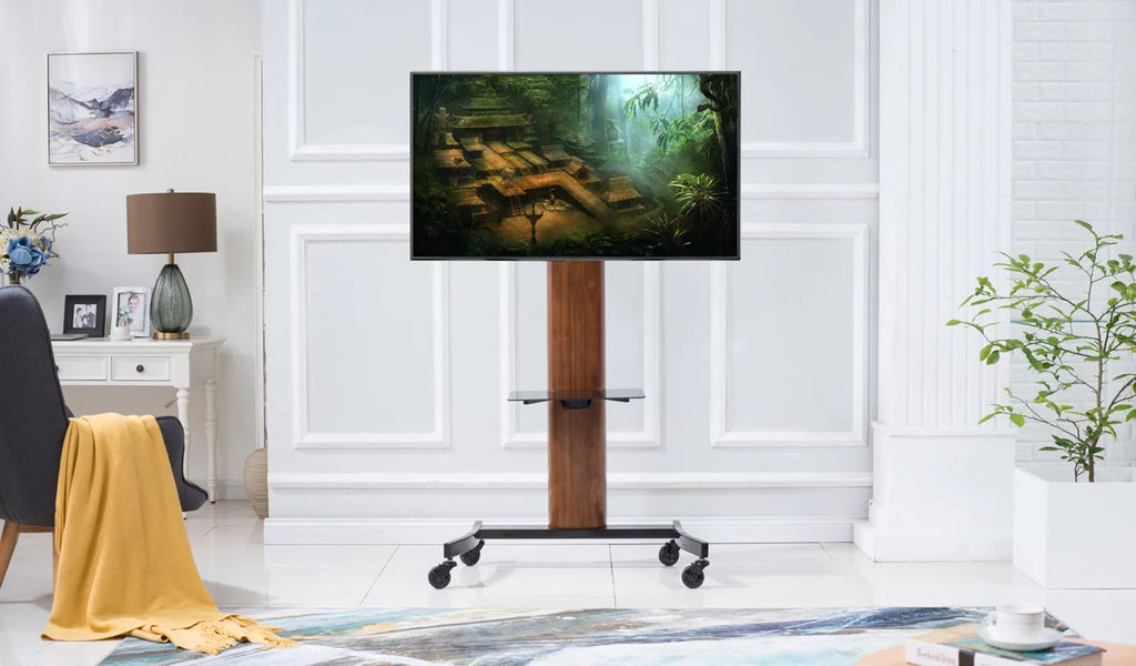 Curved Wood TV Stand with Mount for 40 - 75 Inch TV L91444