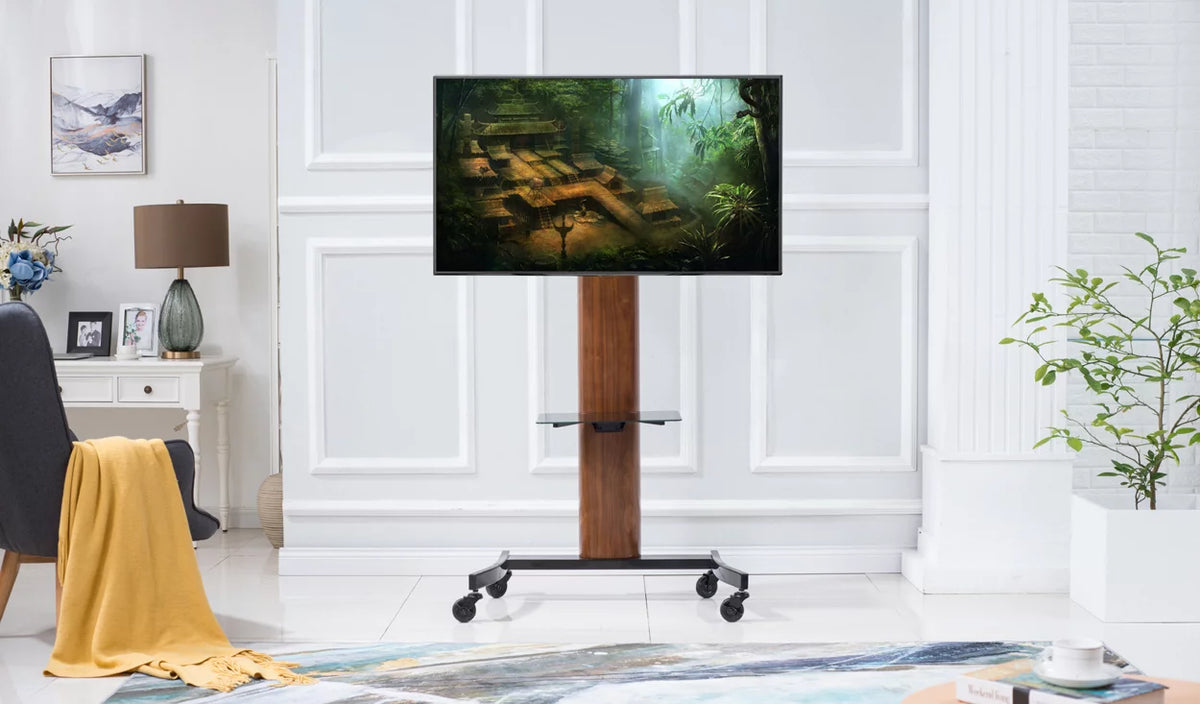 Curved Wood TV Stand with Mount for 40 - 75 Inch TV L91444