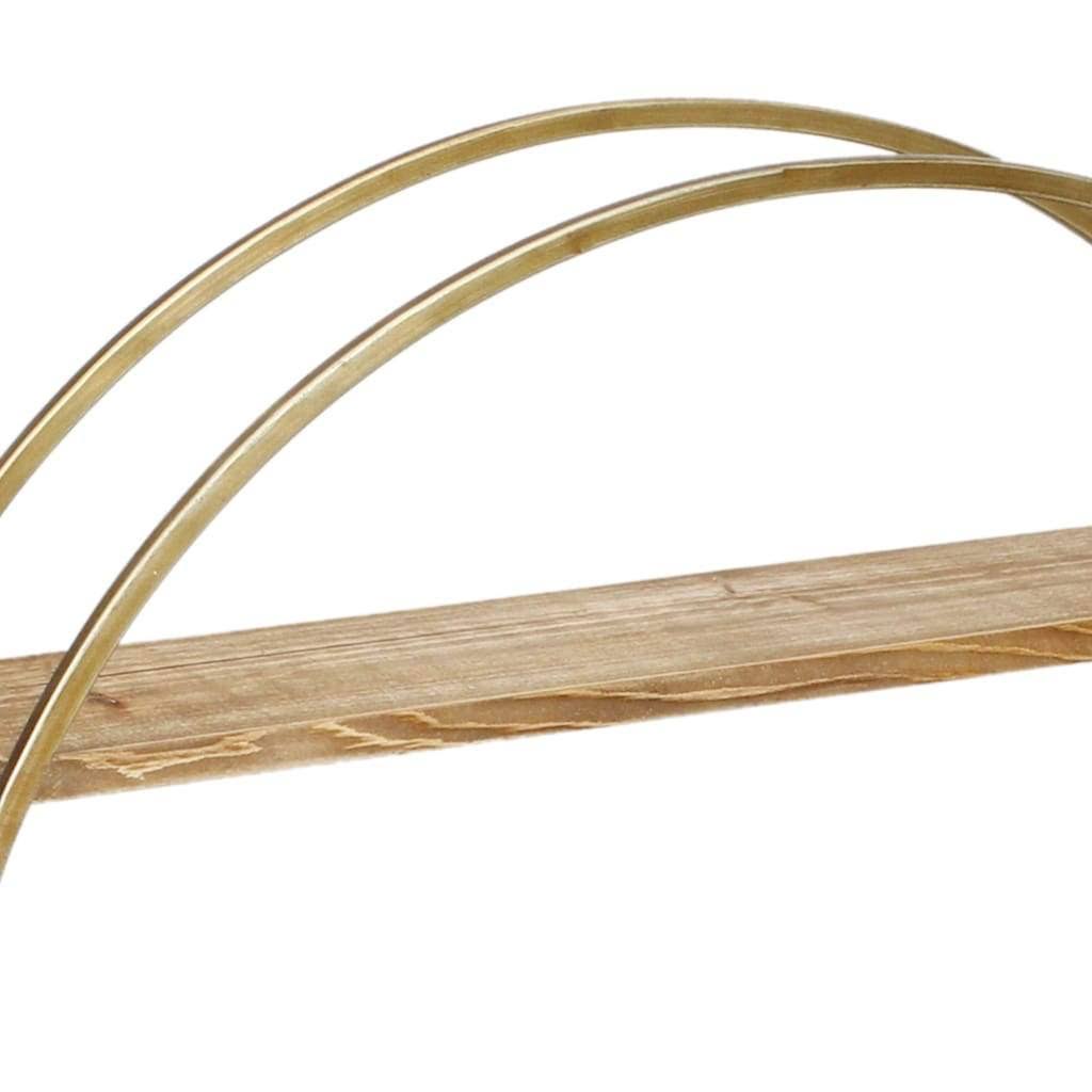 Gold Metal and Wood Wall Shelf R863
