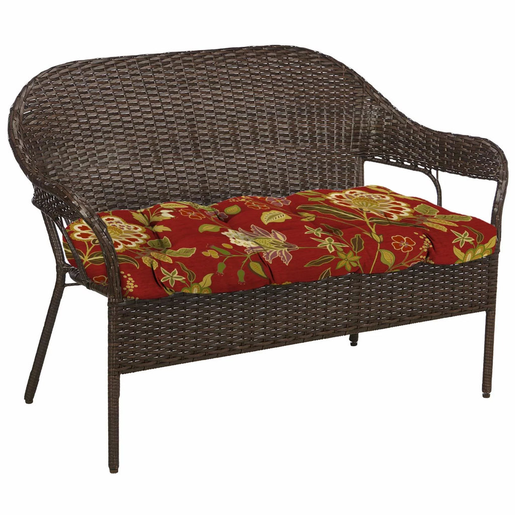 Rectangular Tufted Outdoor Wicker Settee Bench Cushion S44571