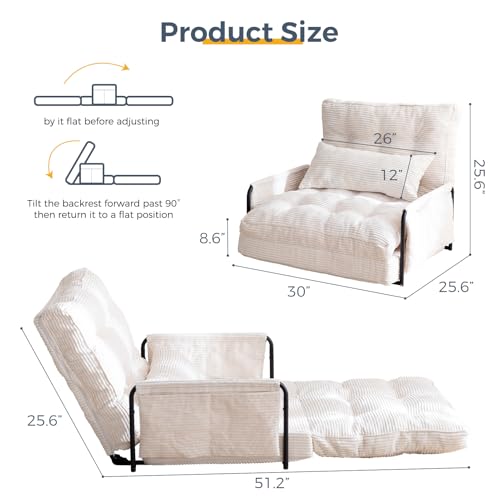 Beige Adjustable Floor Sofa with 2 Pillows L97338