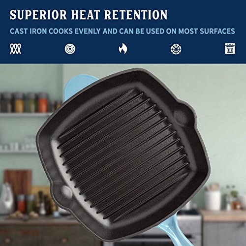 Enameled Cast Iron Square Griddle Grill Pan, 11-Inch, Cream O3050
