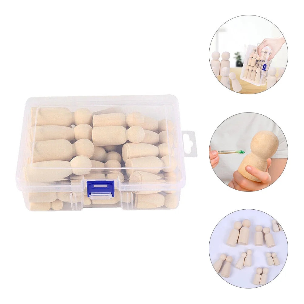 50pcs Unfinished Wood Peg Dolls (Khaki) O10112