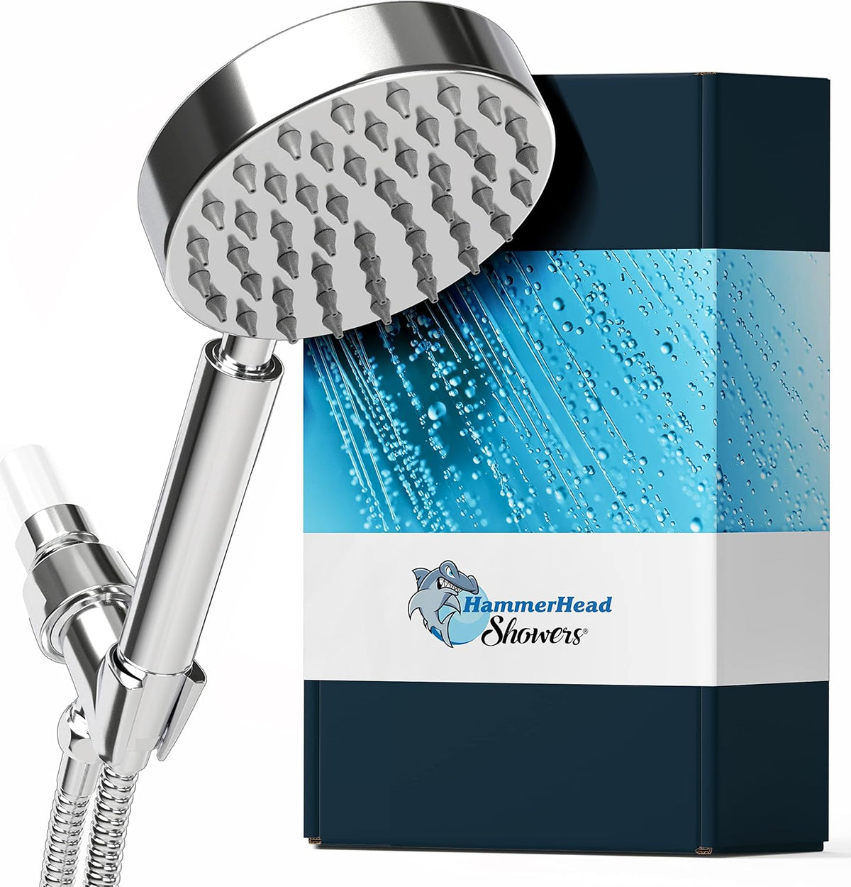Polished Chrome 2.5 GPM Handheld Shower Head with Hose and Brass Holder D794