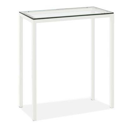 Clear Tempered Glass Bar Table with White Base J8075