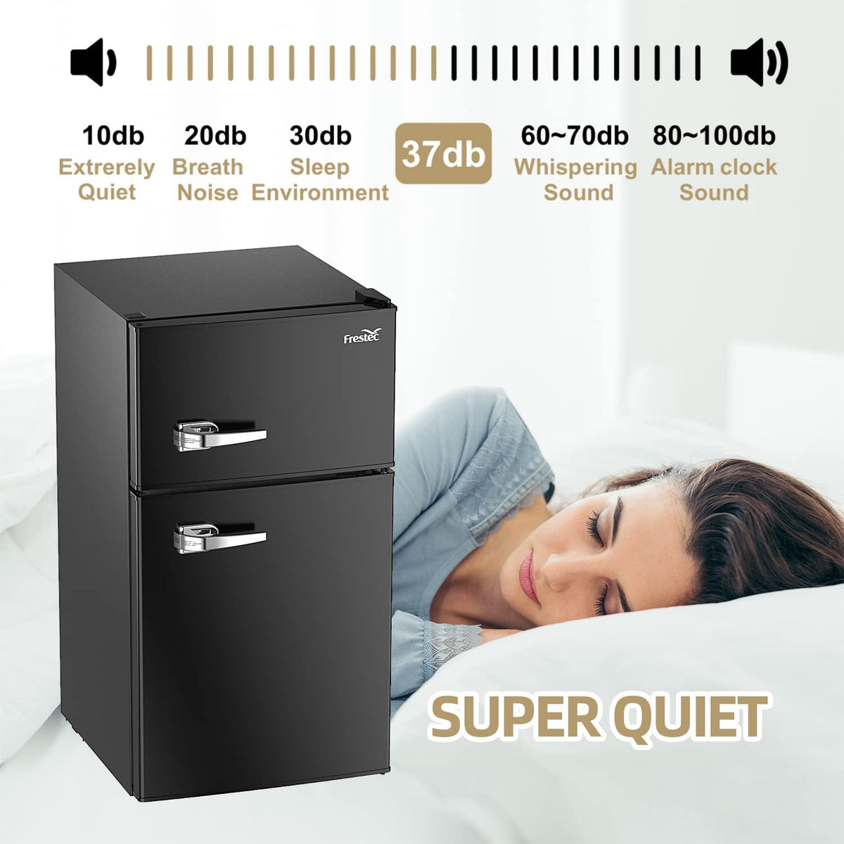 3.2 Cu.Ft Compact Refrigerator with 2 Doors, Mini Fridge with Freezer, Black H8704