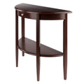 Walnut Half Moon Console Table with Drawer and Shelf E751