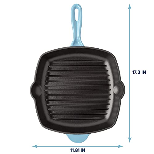 Enameled Cast Iron Square Griddle Grill Pan, 11-Inch, Cream O3050