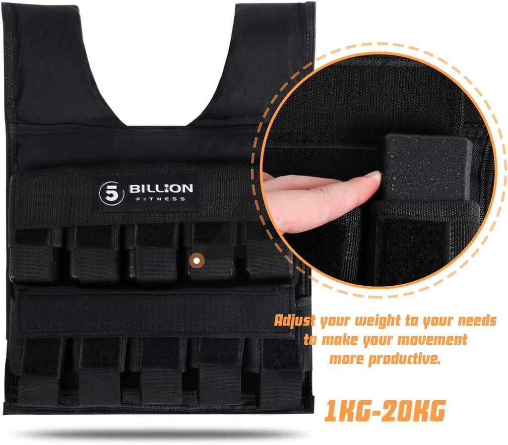 Adjustable Weighted Vest 0-44lbs with Solid Bar Weights D224