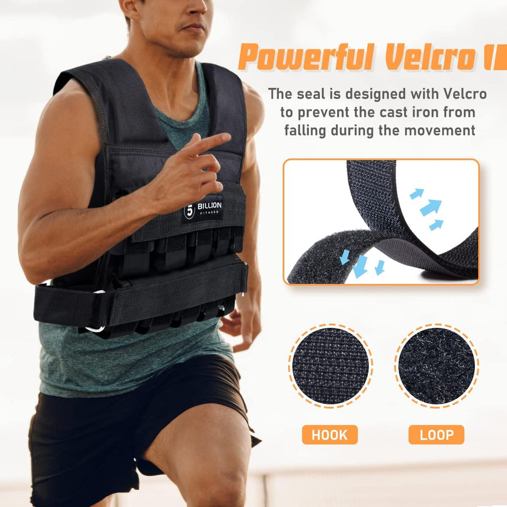 Adjustable Weighted Vest 0-44lbs with Solid Bar Weights D224