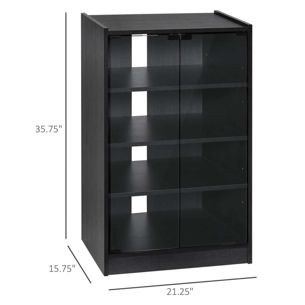 5-Tier Media Stand Cabinet with Tempered Glass Doors, Black R1014