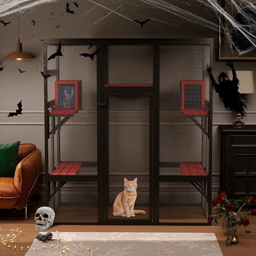 71Inches Large Wood Catio with Perches and Condos F56321