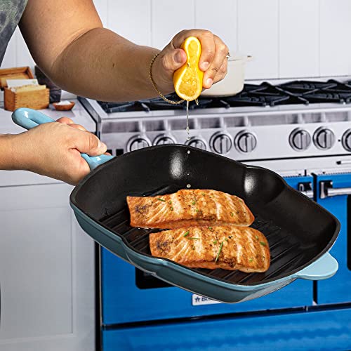 Enameled Cast Iron Square Griddle Grill Pan, 11-Inch, Cream O3050