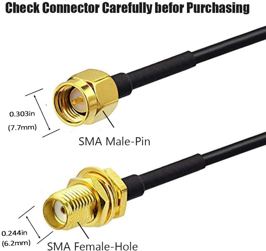 2Pack 33ft SMA Male to SMA Female RF Connector Extension Cable B9699