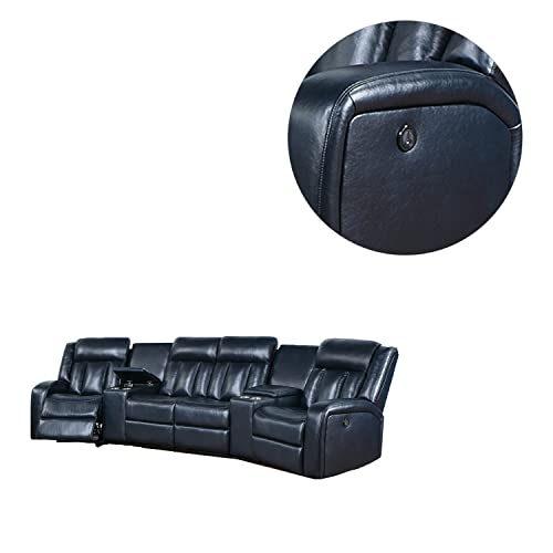 Grey Leatherette Power Sectional with Cup Holders N4100